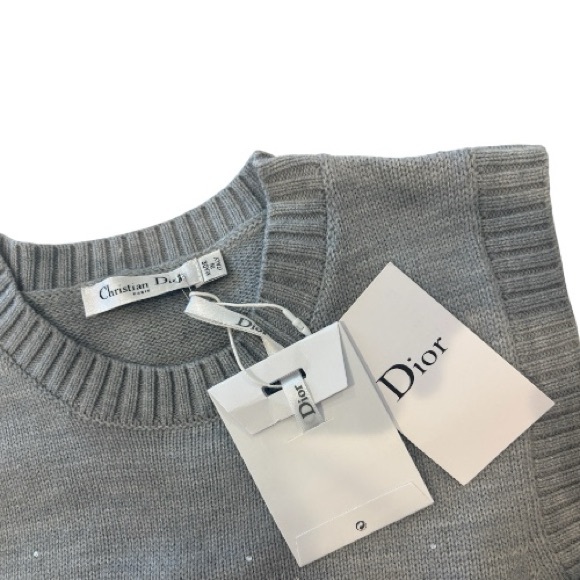 Christian Dior Lucky Star Logo Wool Cashmere Knit Sweater Vest Gray NWT - Picture 4 of 7